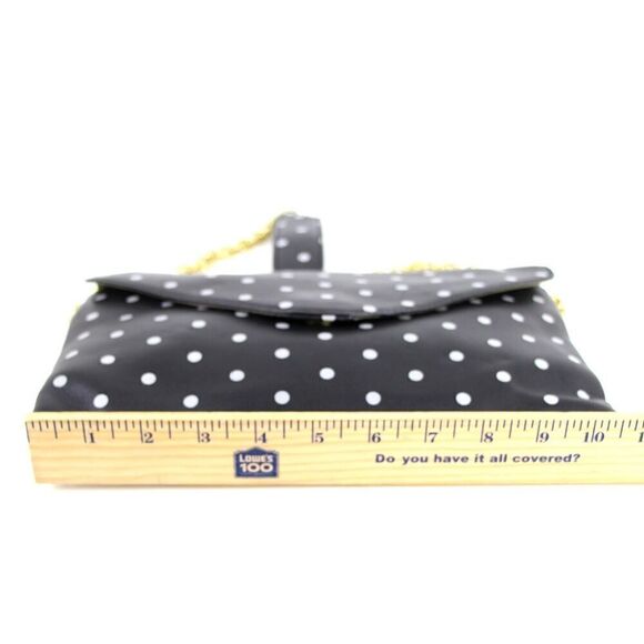 J.CREW BLACK GENUINE LEATHER POLKA DOT CHAIN ENVELOP SHOULDER BAG HANDBAG PURSE - Picture 11 of 13